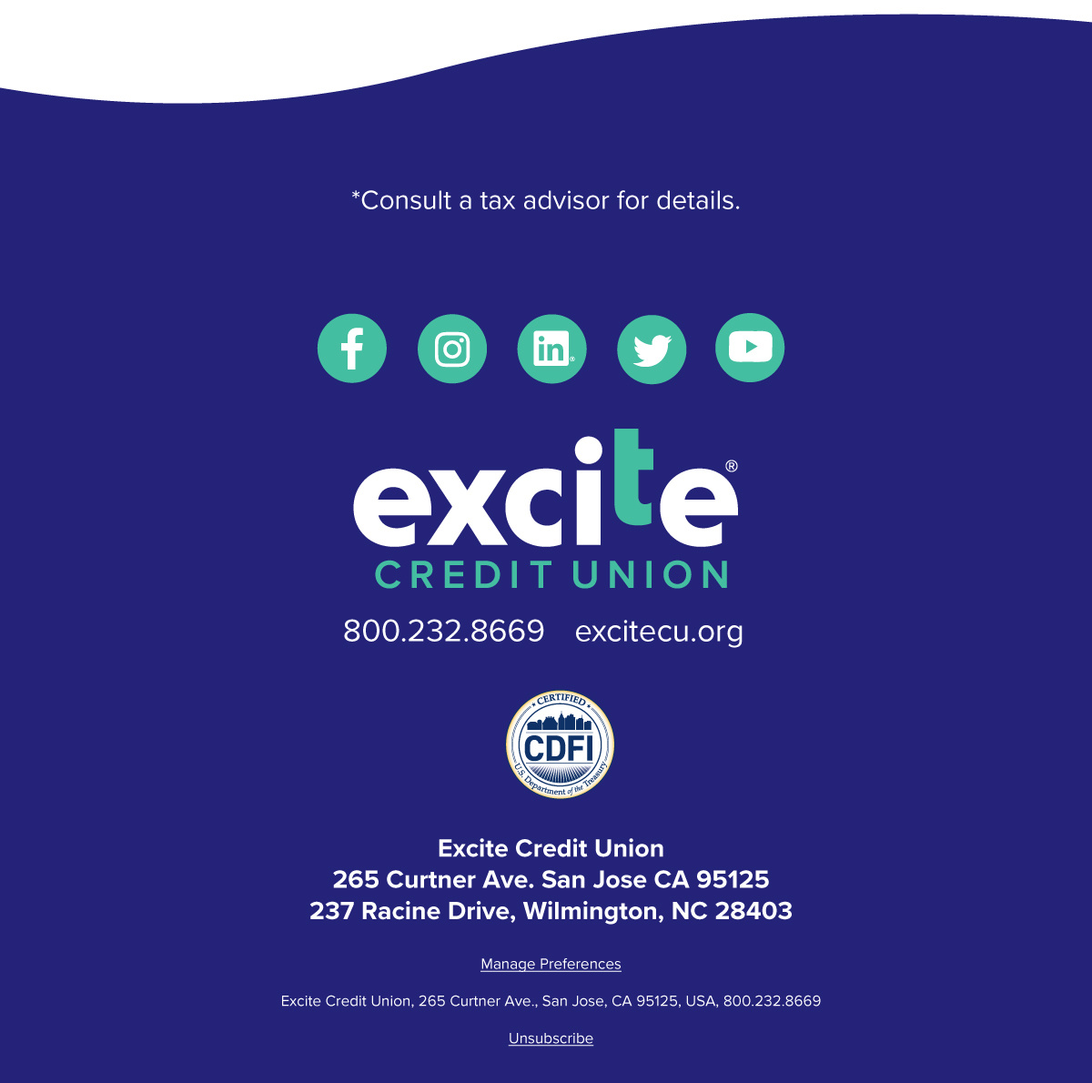 Excite Footer 800.232.8669 excitecu.org